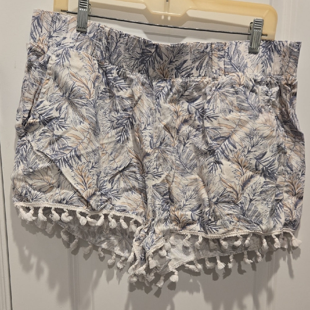 Rewash Blue and Cream High Waist Shorts